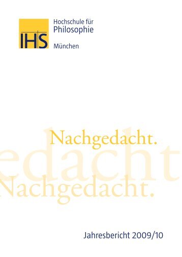 Nachgedacht. - Hochschule fÃ¼r Philosophie MÃ¼nchen