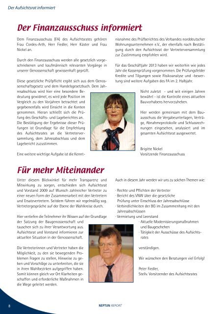 Neptunreport 01/2013 - Baugenossenschaft Neptun e.G.