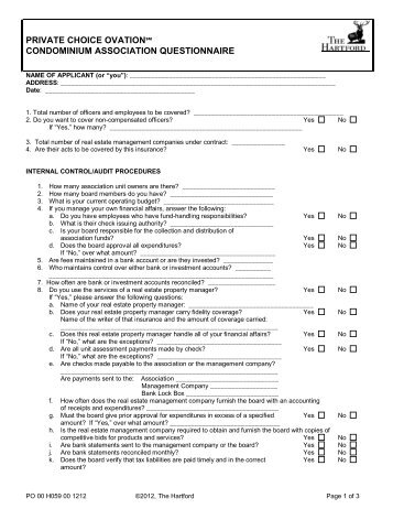 Condominium Association Questionnaire - Hartford Financial ...