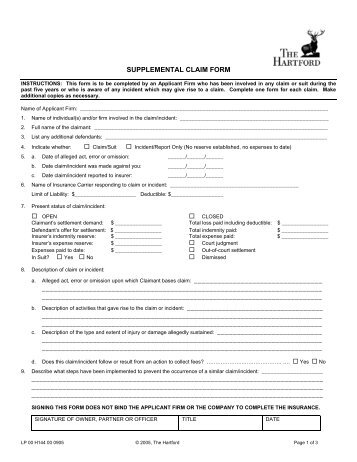 SUPPLEMENTAL CLAIM FORM