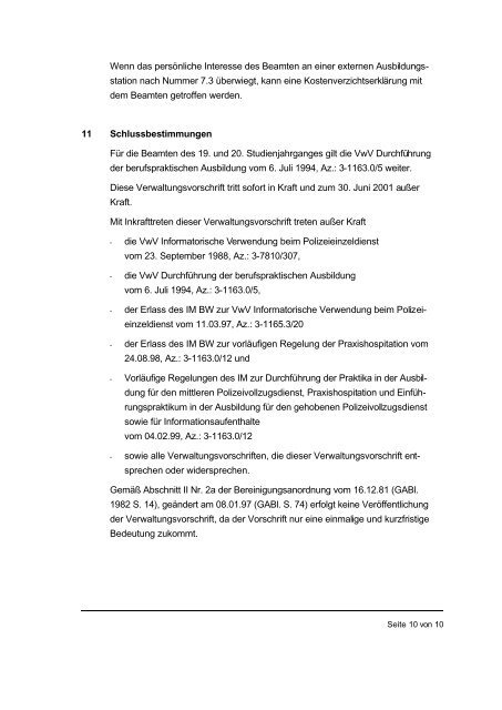 Vorläufige Verwaltungsvorschrift des Innenministeriums über die ...