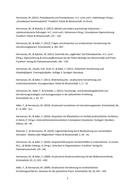 Adler, F., & Hermanutz, M. (2012). - Hochschule für Polizei