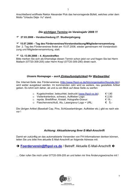 Schlaglichter 2007 hier zum Download - Hochschule für Polizei