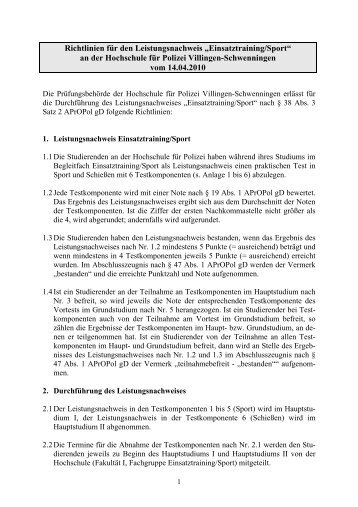 Sporttest Richtlinien 32.Jg. - Hochschule für Polizei
