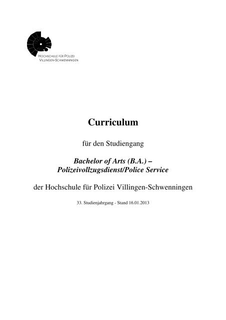 Curriculum 33. Jg. 16.01.2013.pdf - Hochschule für Polizei