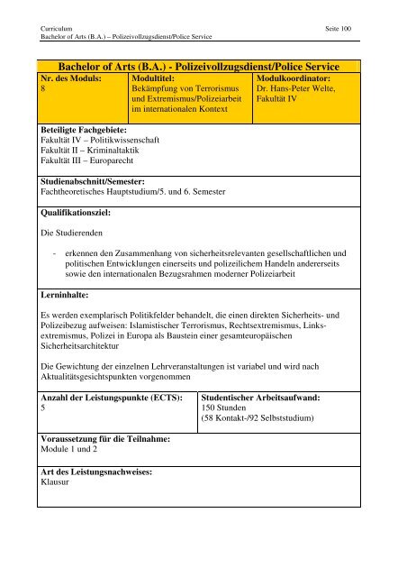 Curriculum 33. Jg. 16.01.2013.pdf - Hochschule für Polizei