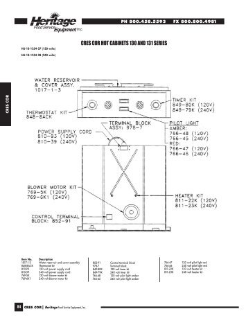 CRES COR - Heritage Food Service Equipment, Inc.