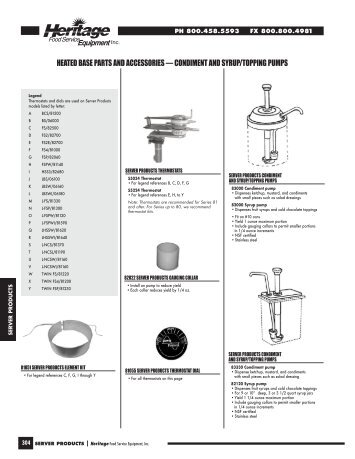 server products - Heritage Food Service Equipment, Inc.