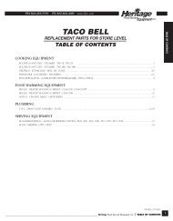 TACO BELL Catalog - Heritage Food Service Equipment, Inc.