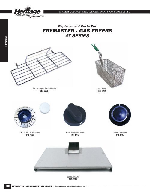 Simple Parts Catalog - Heritage Food Service Equipment, Inc.