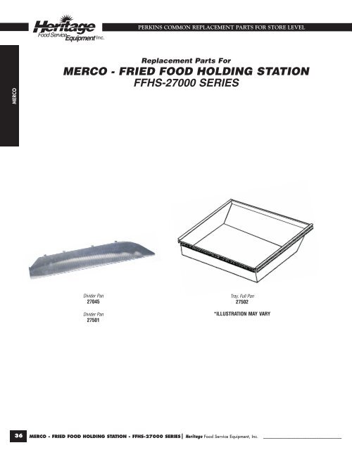 Simple Parts Catalog - Heritage Food Service Equipment, Inc.