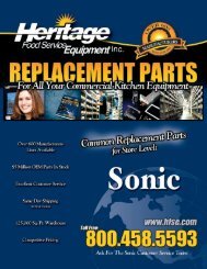 SONIC Common Replacement Parts For Store Level