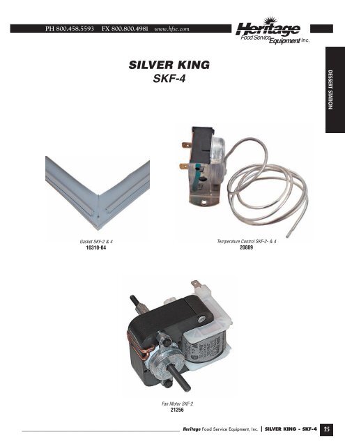 SONIC Common Replacement Parts For Store Level