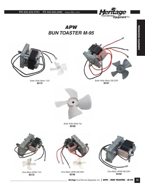 SONIC Common Replacement Parts For Store Level