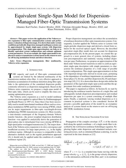 Equivalent Single-Span Model for Dispersion - Hochfrequenztechnik ...