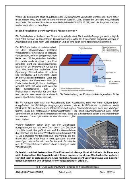 Photovoltaik-Anlagen und Gefahren im Feuerwehreinsatz