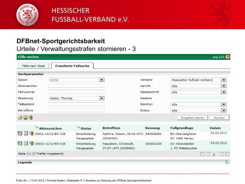 Hinweise zur DFBnet-Sportgerichtsbarkeit