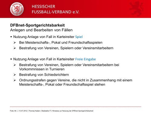 Hinweise zur DFBnet-Sportgerichtsbarkeit