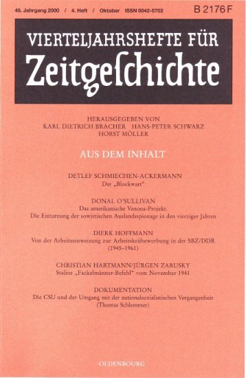 Vierteljahrshefte für Zeitgeschichte Jahrgang 48(2000) Heft 4