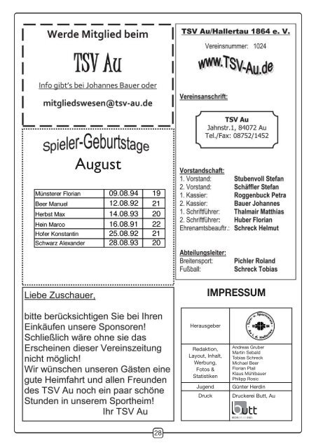 Zeitung vom 25.08.2013 - TSV Au id Hallertau