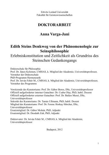DOKTORARBEIT Anna Varga-Jani Edith Steins Denkweg von der ...