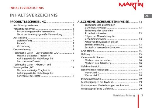 betriebsanleitung - Josef Martin GmbH