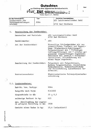 ' Gutachten - ATS Leichtmetallräder GmbH