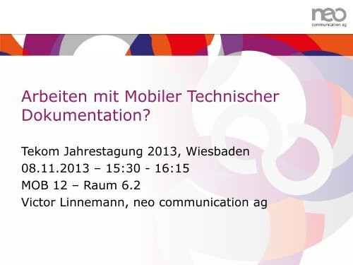 Arbeiten mit mobiler Dokumentation? Victor Linnemann - tekom