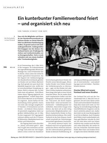 Artikel über die Jahrestagung 2013 - Bundeselternverband ...