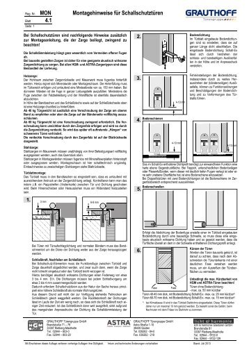 4.1 Montagehinweise für Schallschutztüren - Grauthoff