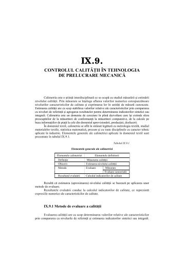 IX.9. CONTROLUL CALITĂŢII ÎN TEHNOLOGIA DE ... - UTM
