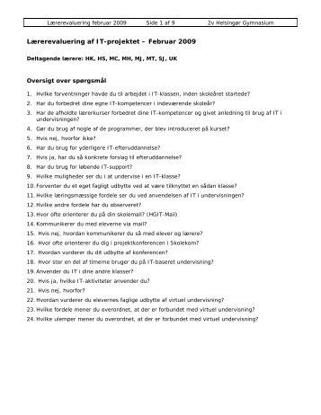 Evaluering af virtuel undervisning i 1v den 30 - IT-klasse