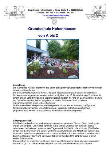 Grundschule Hohenhausen von A bis Z