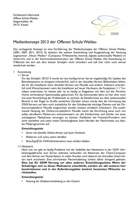 Medienkonzept der OSW - Offene Schule Waldau