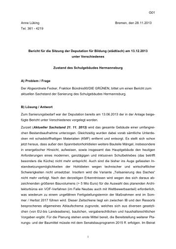 Verschiedenes: Bericht Hermannsburg - Die Senatorin für Bildung ...