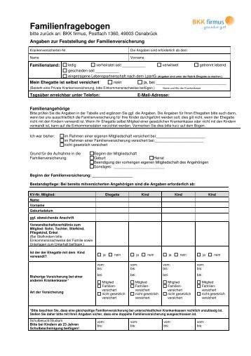 Familienfragebogen - BKK firmus