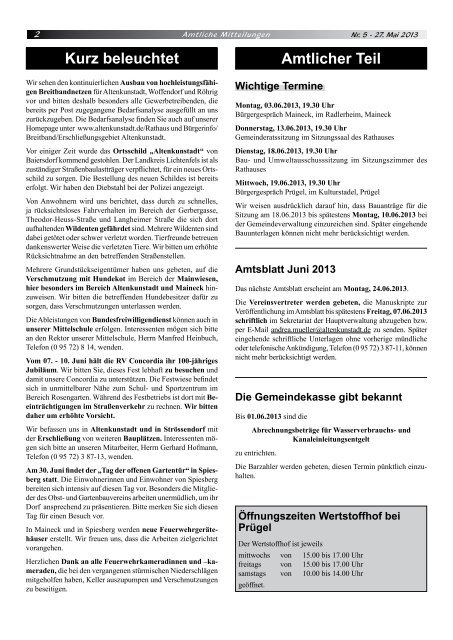 Amtsblatt Mai 2013 - Altenkunstadt