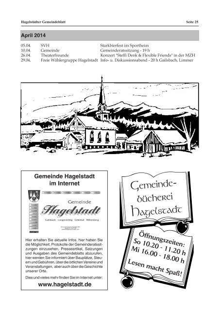 20. Jahrgang Dezember 2013 Nr. 4 - der Gemeinde Hagelstadt