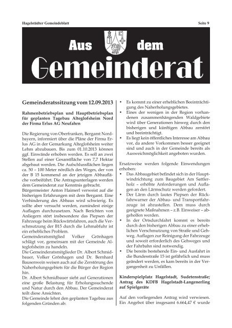 20. Jahrgang Dezember 2013 Nr. 4 - der Gemeinde Hagelstadt