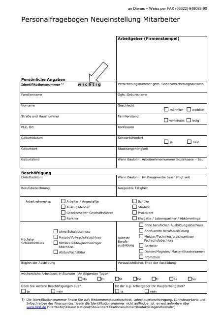 Neueinstellung Mitarbeiter - Steuerberater Dienes + Weiss