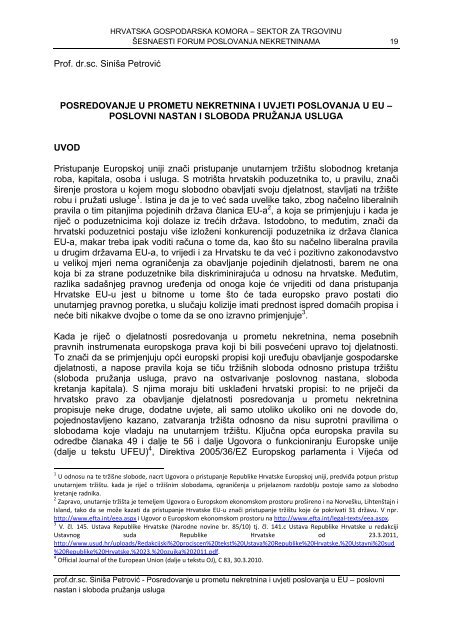 Posredovanje u prometu nekretnina i uvjeti poslovanja u EU