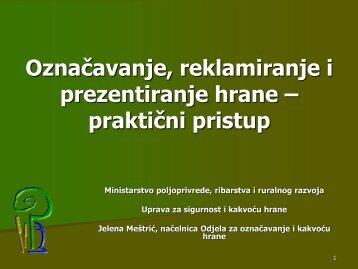 OznaÄavanje, reklamiranje i prezentiranje hrane