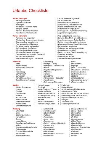 Urlaubs-Checkliste - Autohaus Henneberger