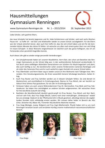 Ausgabe 1 - Gymnasium Renningen