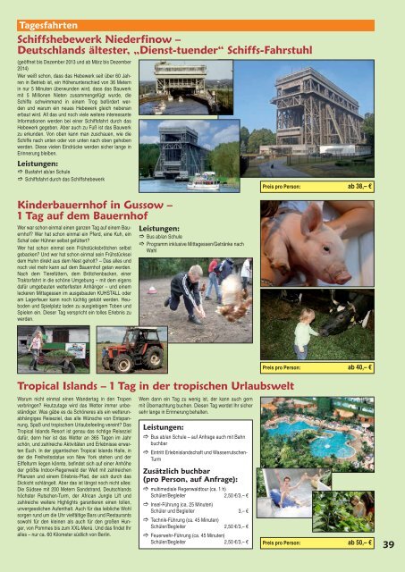 Klassenfahrten-Reisen von Kita bis Abi 2014 (PDF Katalog)
