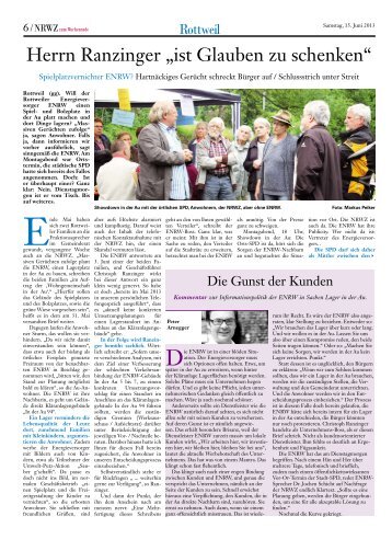 Artikel in der NRWZ vom 15.06.2013