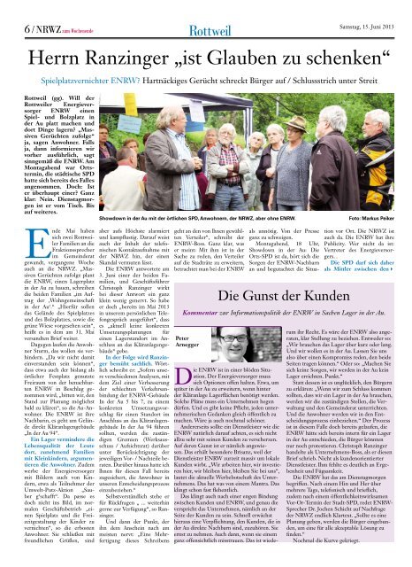 Artikel in der NRWZ vom 15.06.2013