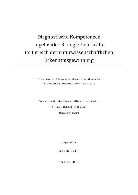 Diagnostische Kompetenzen angehender Biologie KOBRA