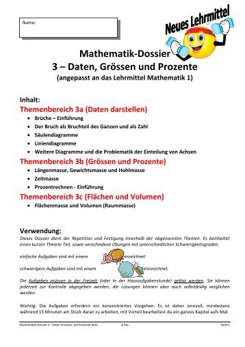 Mathematik-Dossier 3 – Daten, Grössen und Prozente