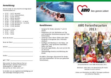AWO Ferienfreizeiten 2013 - AWO - Thüringen